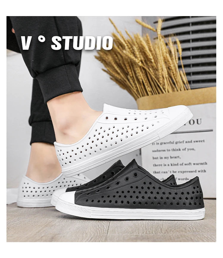 New beach sandals perforated shoes men's anti slip work shoes summer garden shoes water shoes ultra light outdoor walking shoes
