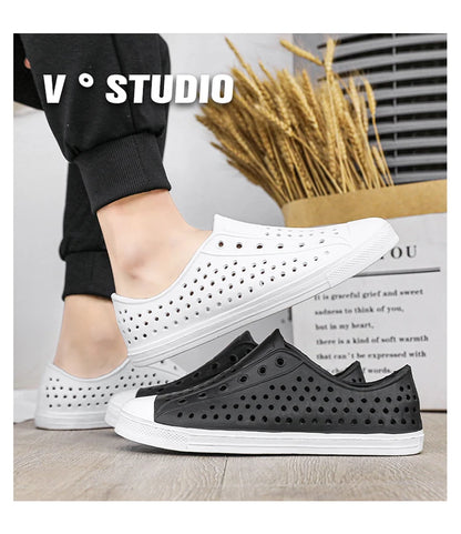 New beach sandals perforated shoes men's anti slip work shoes summer garden shoes water shoes ultra light outdoor walking shoes