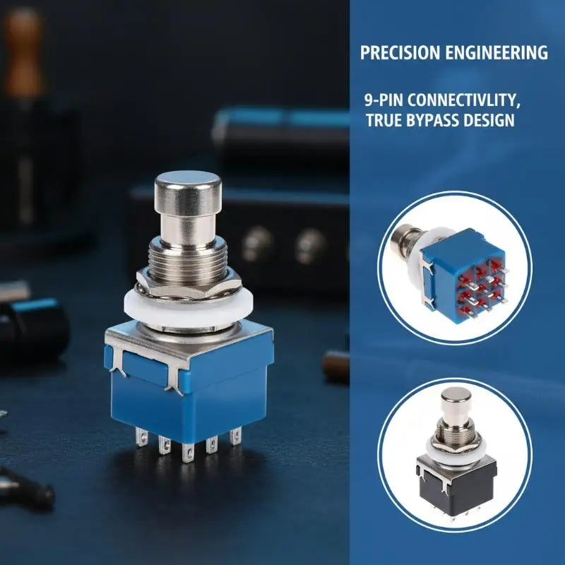 NEW 1/3Pcs Button Direct Conversion Switch 9 Pin 3PDT Latching Guitar Switch Guitar Effects Pedal Box Stomp Foot True Bypass