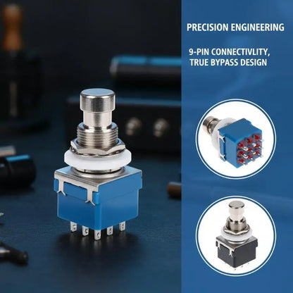 NEW 1/3Pcs Button Direct Conversion Switch 9 Pin 3PDT Latching Guitar Switch Guitar Effects Pedal Box Stomp Foot True Bypass