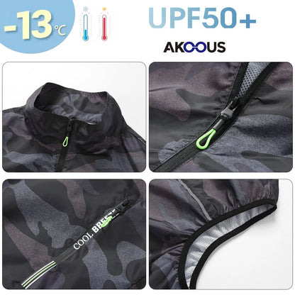 AKOOUS 12V/5V USB 4 Fans Cooling Vest Men Wearable Air Conditioned Clothes for Outdoor Work Fishing Hiking Loose Cool Vest