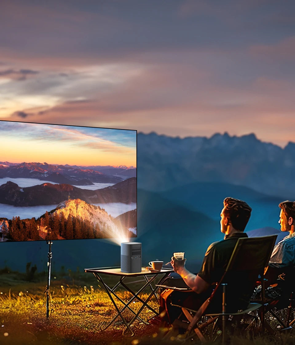 VEVSHAO V30 1080P Portable LED DLP Projector with Built-in Battery Smart Wifi Android System 3D Ready for Home  and Outdoor Use