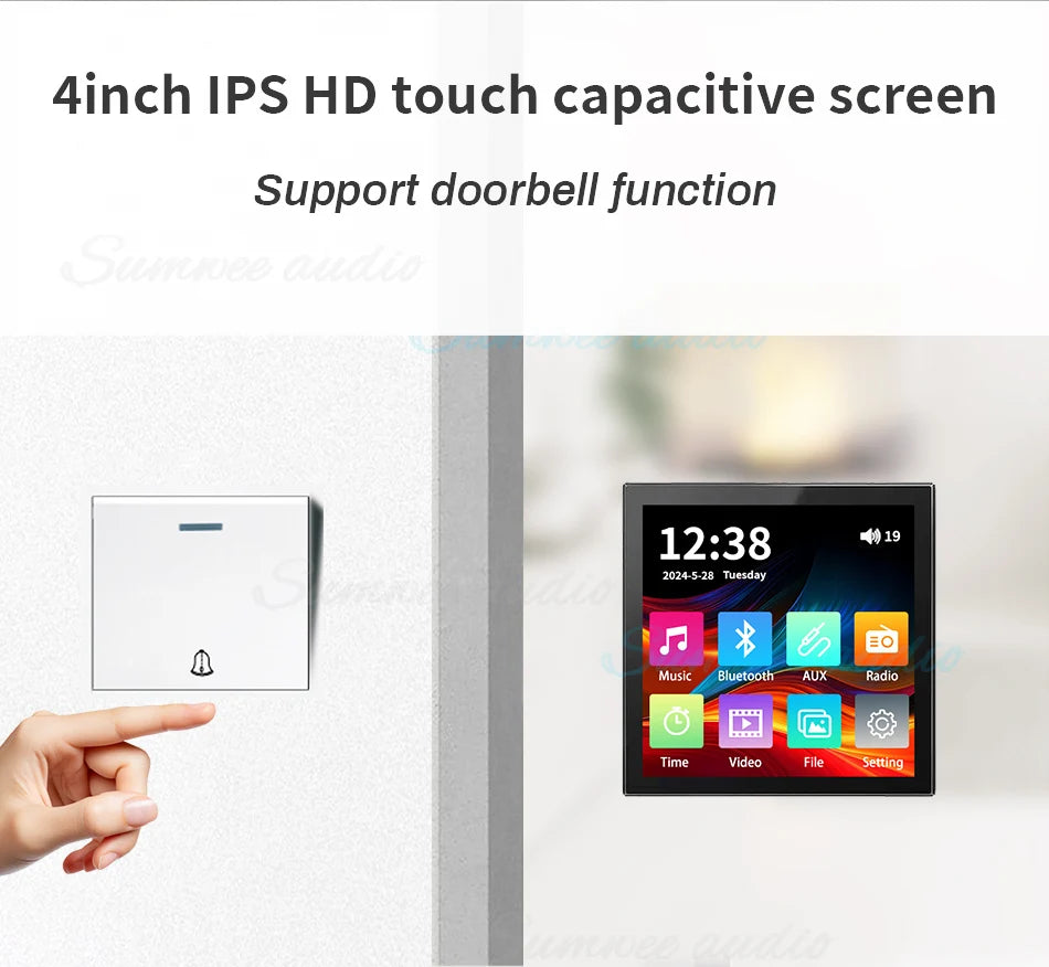 MINI touch screen TF Audio in wall amplifier home theater bluetooth control panel Background music player stereo ceiling speaker