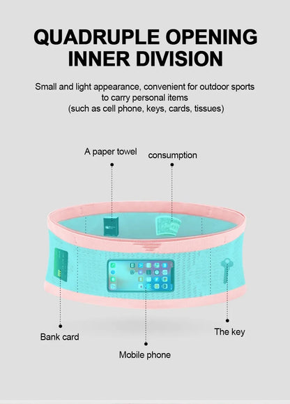 Seamless Invisible Running Waist Belt Bag Unisex Sports Fanny Pack Mobile Phone Bag Gym Running Fitness Jogging Run Cycling Bag