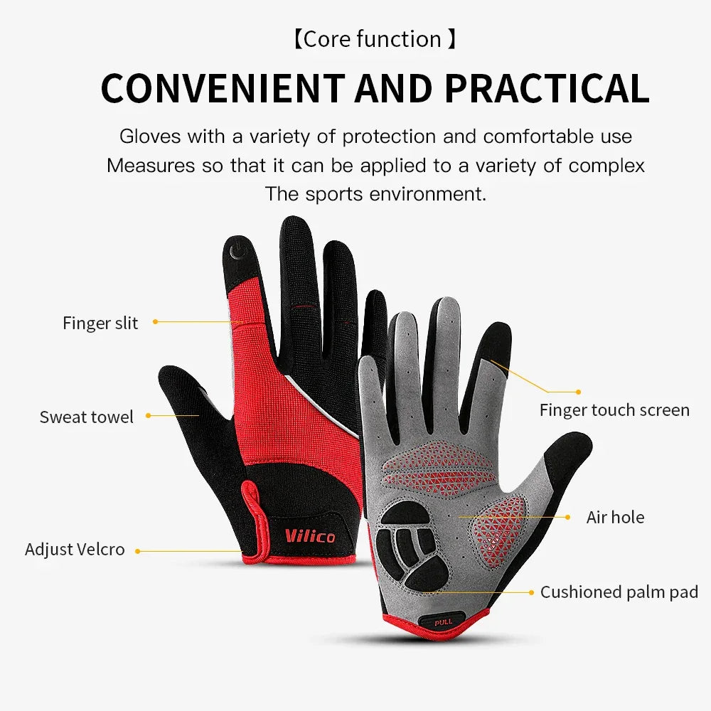 Vilico Outdoor Mountaineering Hiking and Cycling Gloves for Men and Women With Thickened Shock Absorbers Breathable and Non Slip
