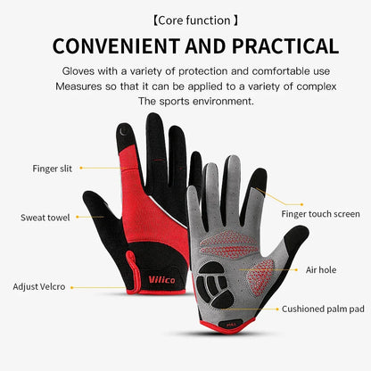 Vilico Outdoor Mountaineering Hiking and Cycling Gloves for Men and Women With Thickened Shock Absorbers Breathable and Non Slip
