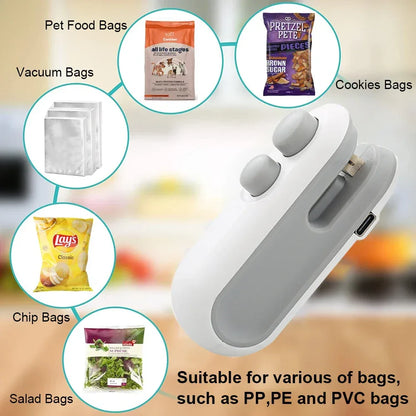 Mini Heat Bag Sealing Machine Package Bags Sealer Thermal Plastic Food Bag Closure Portable Sealer Food Packaging Heat Sealer