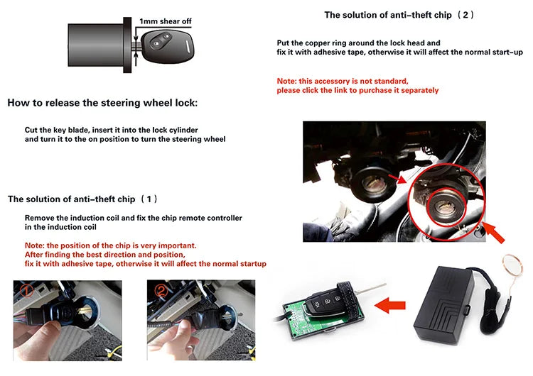 Universal Car alarm with remote starter Autostart system Start stop button system Car accessories Alarm automotive Smart lock