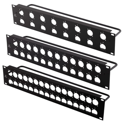 1U 2U Rack Patch Panel 8 12 16 24 Way Channel Flight Case Mount for XLR Connecctor Male Female SpeakOn Cabinet Mounting Panel