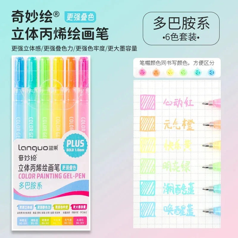 150/6 Colors Acrylic Gel Pen Student Diary Scrapbook Painting DIY Gel Pen Set Color Drawing Doodling Art Markers School Supplies