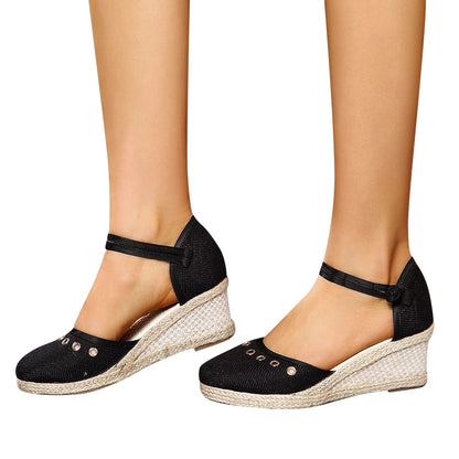 Sandals Women 2024 Summer Comfortable Platform Wedge Sandals Braided Buckle Breathable Wedge Sandals Outdoor Female Shoes