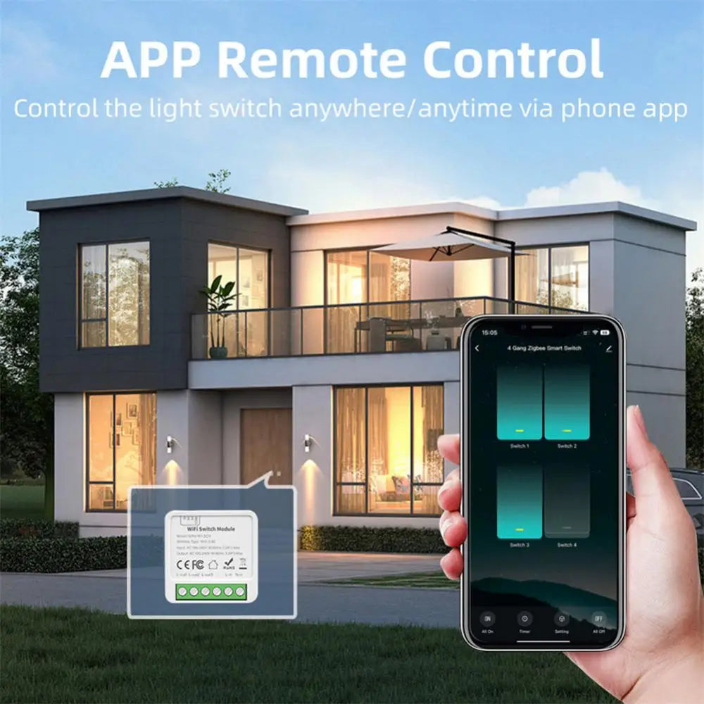 Zigbee/Wifi 1/2/3/4CH MINI Smart Switch Two-Way Control Wireless Light Switch Smart Home Automation Via Alexa Google SmartLife