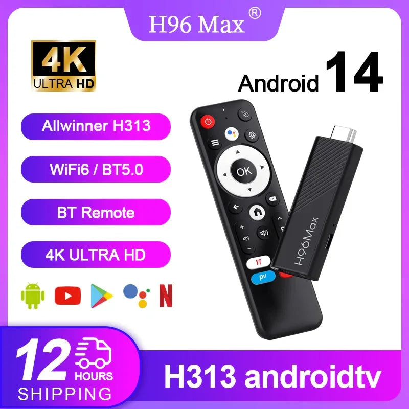 H96 MAX H313 TV Stick Allwinner H313 Quad Core mini smart TV BOX 4K Wifi6 BT5.0 Google voice assistant Smart Set Top Box