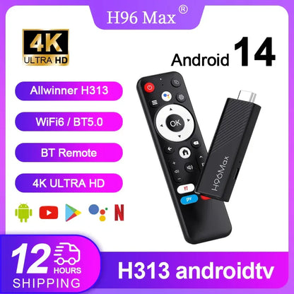H96 MAX H313 TV Stick Allwinner H313 Quad Core mini smart TV BOX 4K Wifi6 BT5.0 Google voice assistant Smart Set Top Box