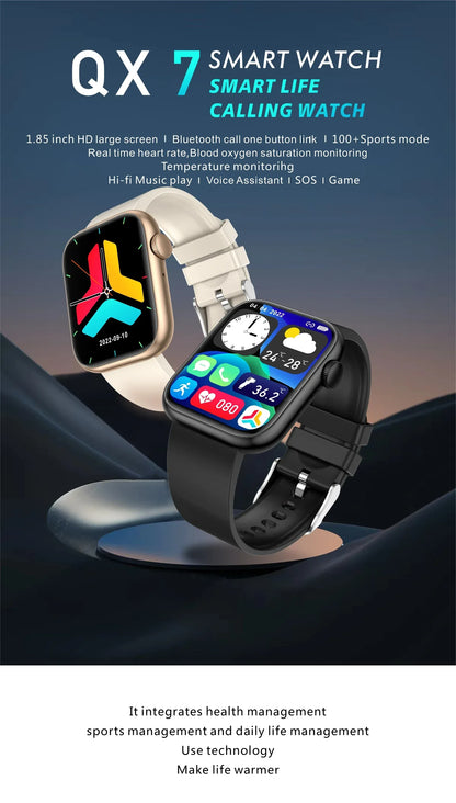 LIGE New Women Smart Watch 1.85 Full Touch Bluetooth Call Smart Wristwatch Body Temperature Watch Sports Bracelet Men Smartwatch