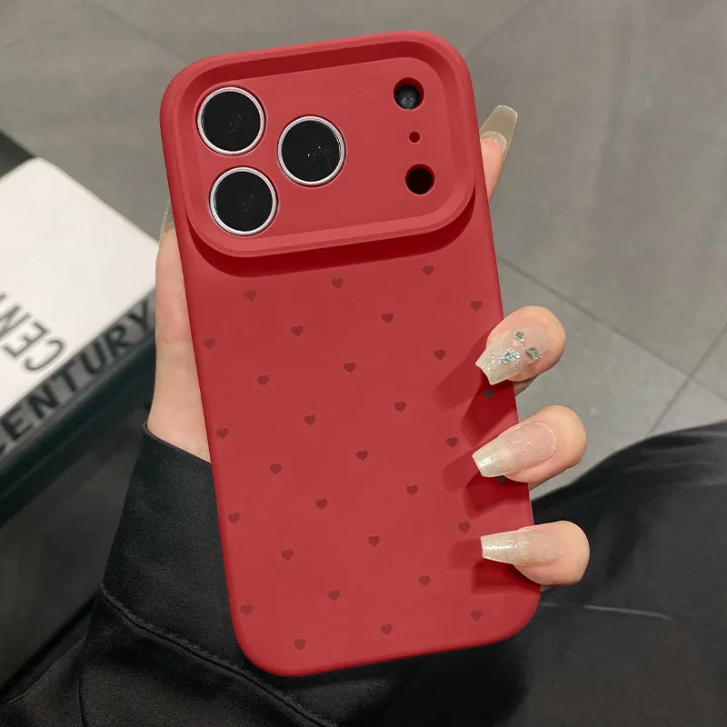 Cute Love Heart Candy Color Matte Case for iPhone 17 16 15 Pro Max 14 Plus 12 13 11 Air Soft Liquid Silicone Ultra Slim Cover