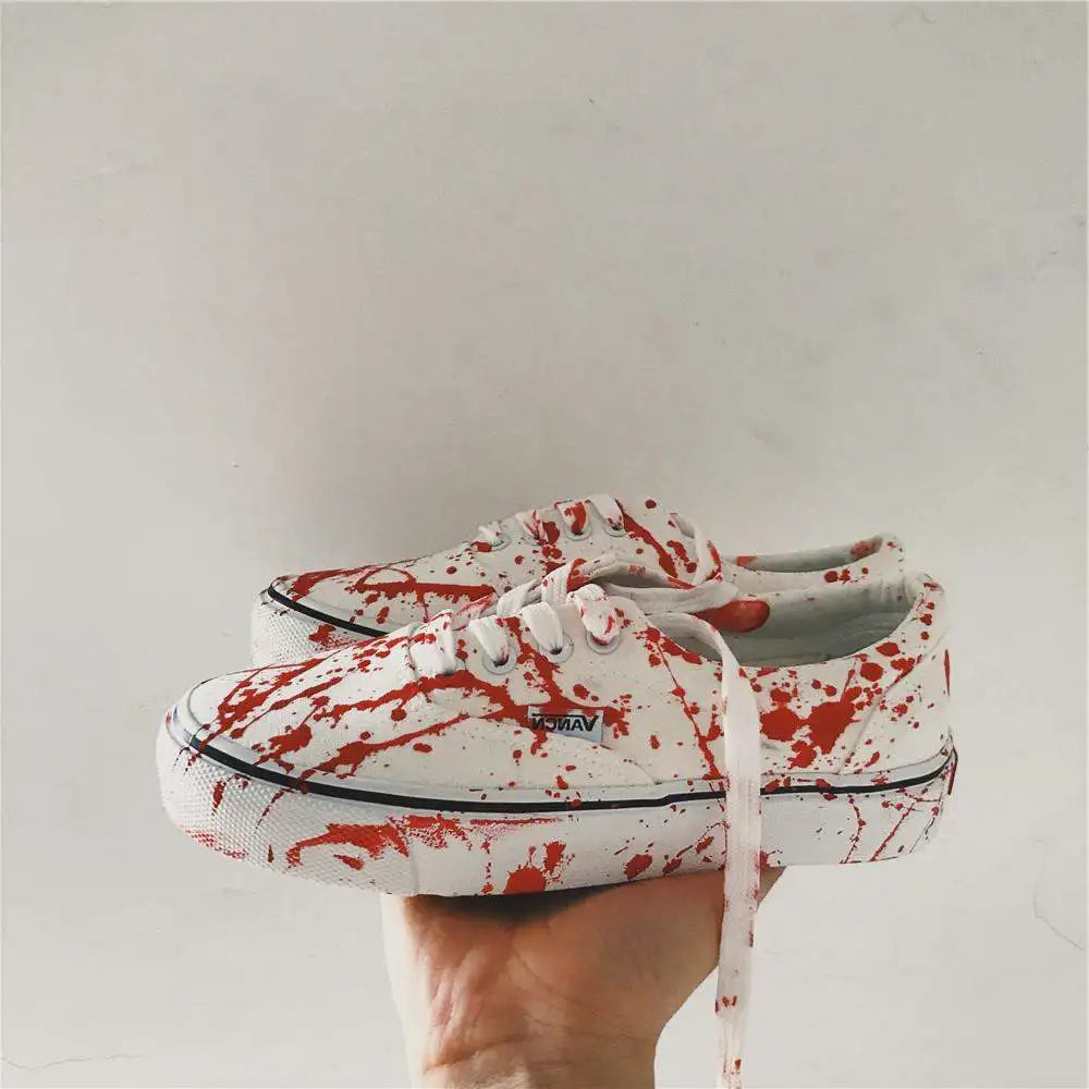Graffiti Sneakers Men Women Black Ink Dirty Shoes Size 35-44 College Hiphop Style School Couple Shoes 2024 Spring Canvas Sneaker