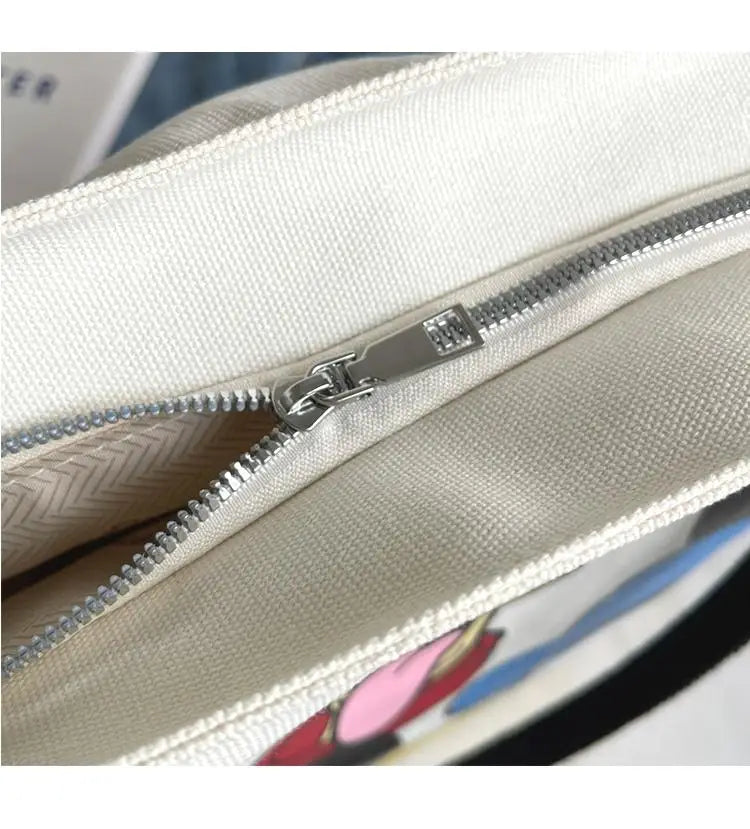 Cartoon Mickey Tote Bag Canvas Bag with Goofy Pattern Shoulder Bag Fashion Travel Large Capacity Canvas Bag Women Shopping Use