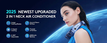 2026 New Upgrade Neck Air Conditioner Portable, 360° Up-down Airflow Neck Fans, 2 In1 Neck Fan With Cooling Plate, 6000mAh