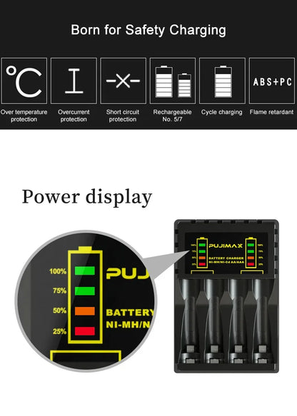 4 Slots Battery Charger Intelligent Fast USB Charger for AAA/AA Rechargeable Ni-MH/Ni-Cd Batteries with LED Indicator Charger