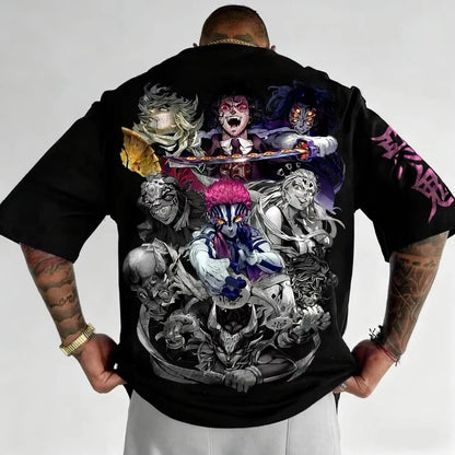 Demon Slayer Akaza Douma Kokushibo Printed T-shirt Men's and Women's T-shirt Men's Top Sports T-shirt Men's T-shirt Harajuku Tee
