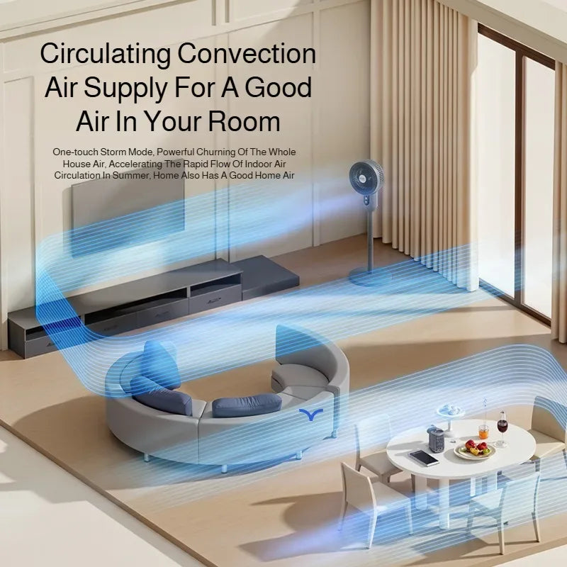 Household Low-Noise Smart Fan Three-Speed Adjustment Floor Fan Air Circulation Fan Floor Fan Silent Low-Noise Smart Fan High