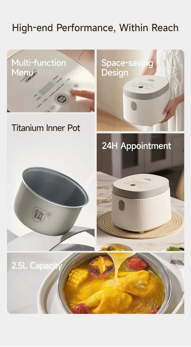 2.5L Electric Rice Cooker Titanium Liner for 2-3 People Mini MultiCooker Smart Steamed Rice Kitchen Machine 220V