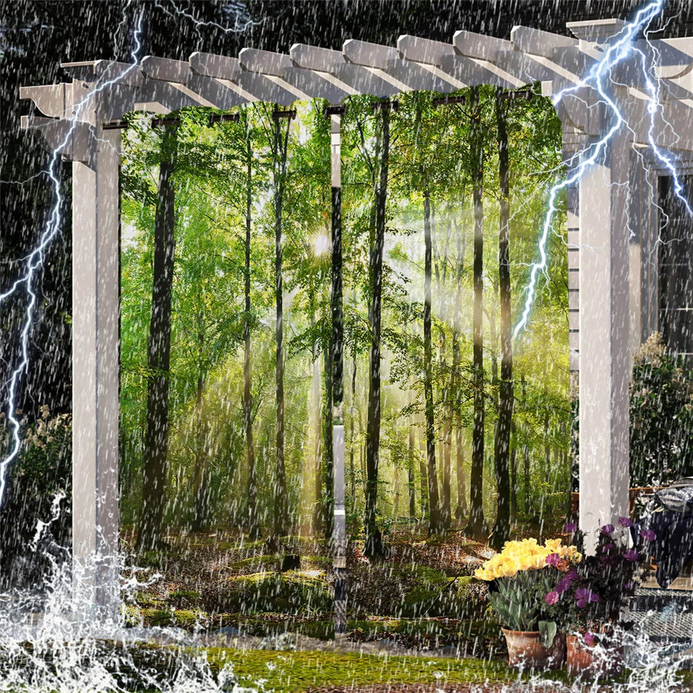 Patio Curtains Outdoor Waterproof Thermal Insulated Blackout Curtain For Garden Door Pool Hut Pavilion Gazebo Pergola Drapes