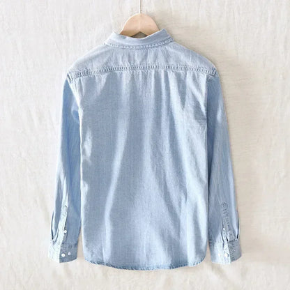 Autumn New Men's Denim Shirt Cotton Classic Style Fashion Trendy Loose Denim Long Sleeve Shirt 3 Colors Brand Clothing Male