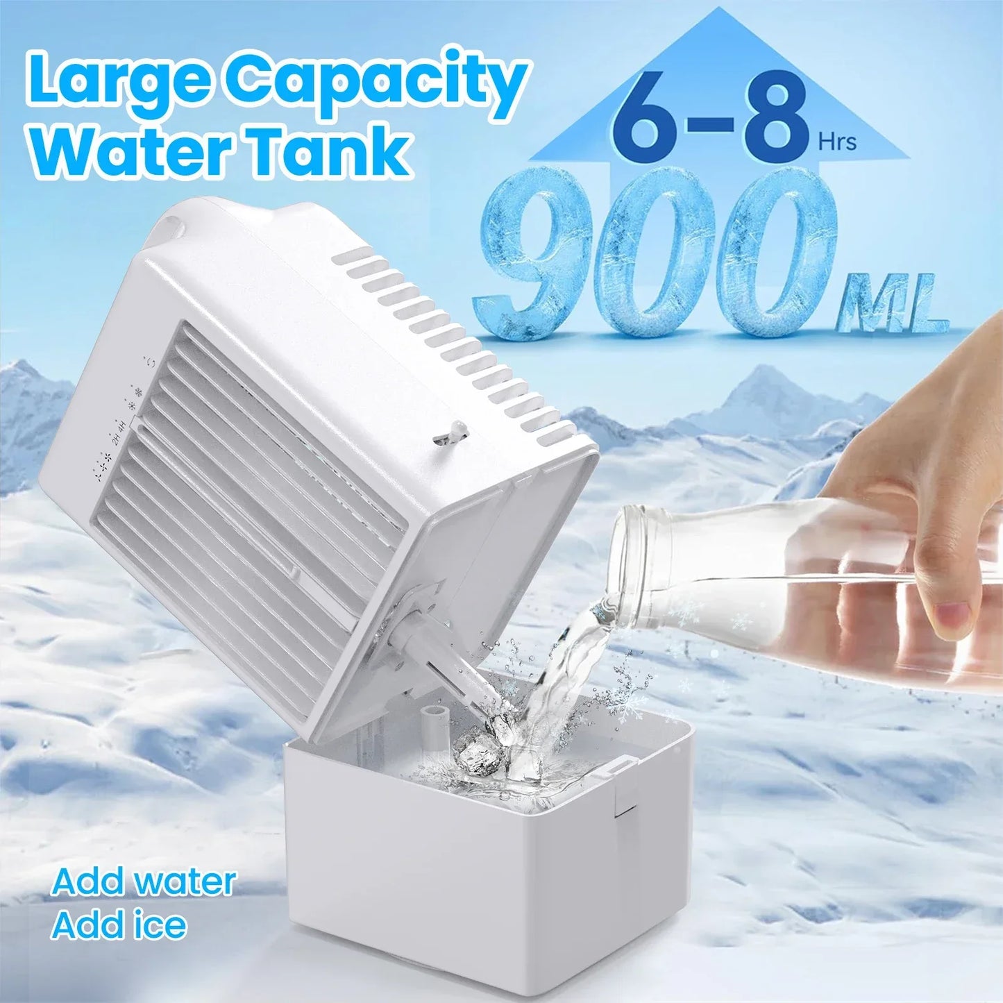 Small Electric Fan with Water and Ice Office Air Conditioning Fan Air-conditioning Fan Desktop USB Portable for Home Bedroom