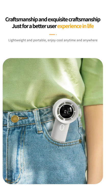 2025 New 3000mAh 100 Gears High Speed Fan Mini Air Conditioner Portable Fan Air Cooler with LED Display Screen Super Cool Wind