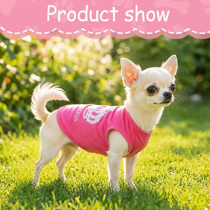 Princess Crown Dog Shirts Vest, Puppy Summer Dog Clothes for Small Dogs, Puppy Cat T Shirt Pet Apparel