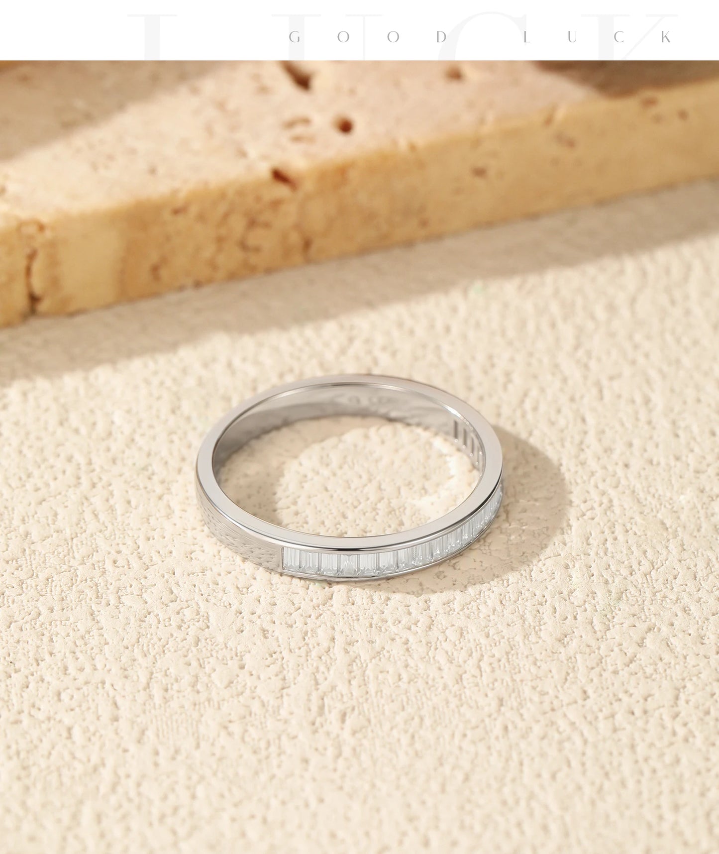 MODIAN Dazzling D Color Rectangle Moissanite Stackable Rings 925 Sterling Silver Eternity Band Rings For Women Fine Jewelry