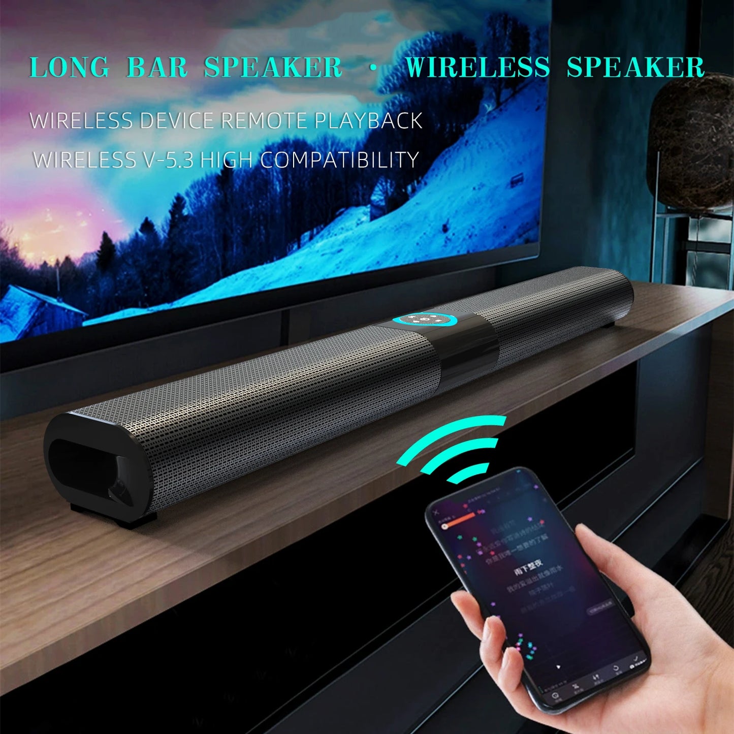 HOMEFISH BS-20  RGB Ambient Light Bluetooth Speaker 6 EQ Sound Effects 4 Speakers Supports TF, USB, AUX, RCA, Bluetooth, FM