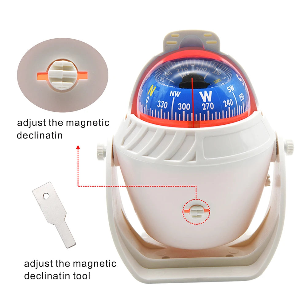 1pc Electronic Navigation Compass Sea Marine Pivoting Compass Camping Gear With Magnetic Declination Adjustment For Car Ship