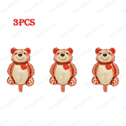 3/5/10pcs Mini Heart-shaped Bear Valentine's Day Birthday Theme Party Wedding Baby Shower Decoration Foil Balloon Kids Toys Gift