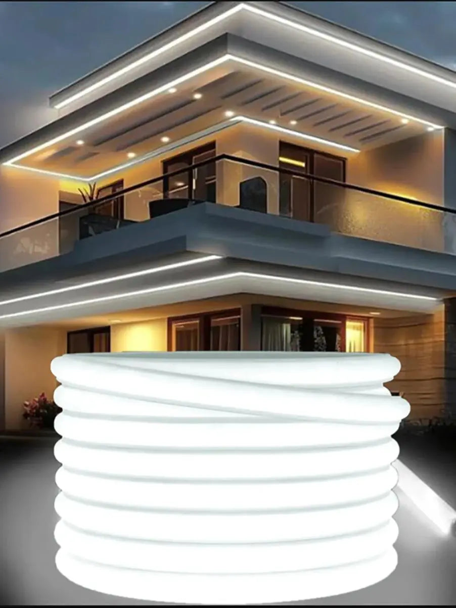 220V Super Bright COB LED Strip with Switch FOB Tape Ribbon European Standard Plug White Light Neon Lamp For Room Outdoor Garden