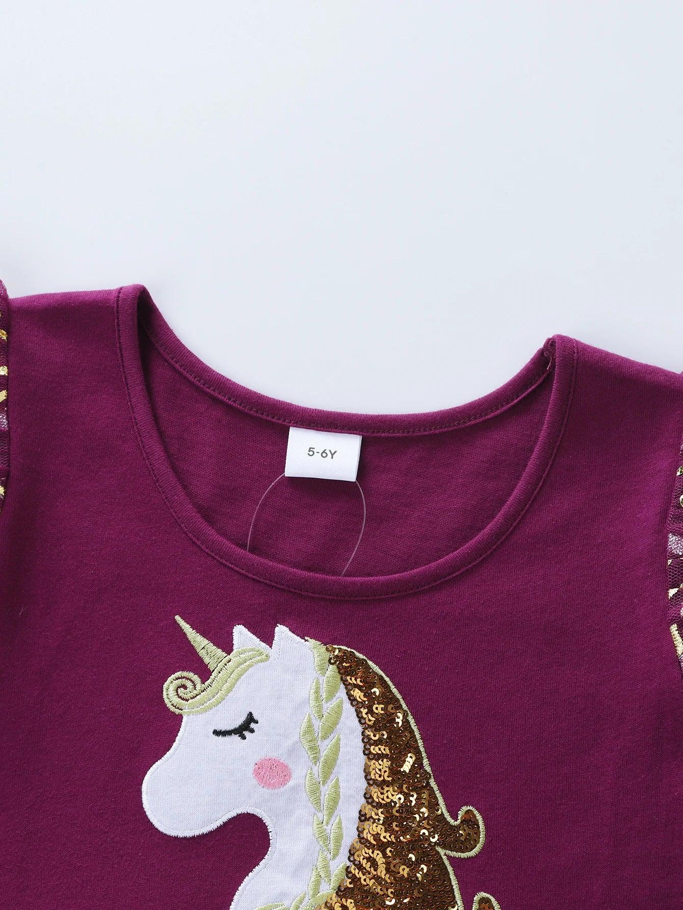 Girls' Unicorn Dress: Children's Spring/Summer New Sleeveless Embroidered Party Dress SH1696