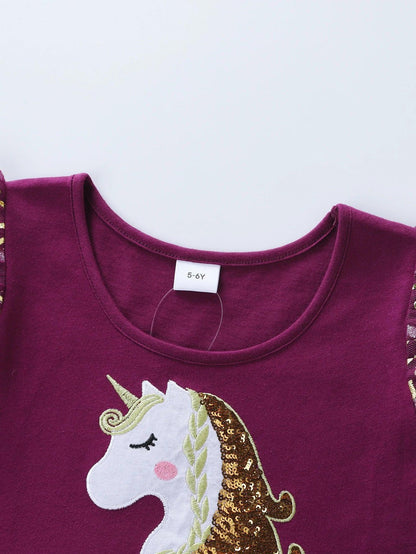 Girls' Unicorn Dress: Children's Spring/Summer New Sleeveless Embroidered Party Dress SH1696