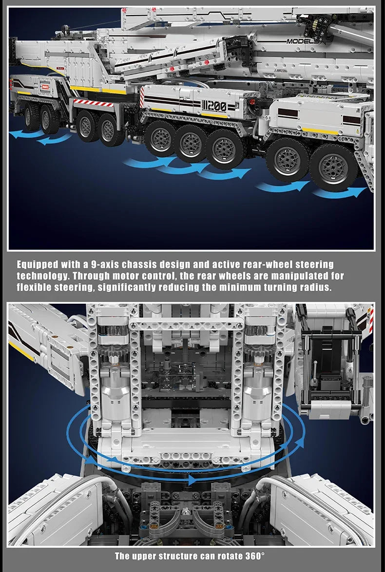 Mould King 17007 17008 Technical Truck Building Block Remote Control Liebherred LTM 11200 Crane Model Kids Christmas Car Toys