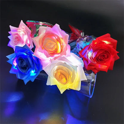 Glowing Rose Artifical Fake Flowers Valentine'S Day Mother'S Day Gift Anniversary Wedding Lover Lighting Roses Party Supplies