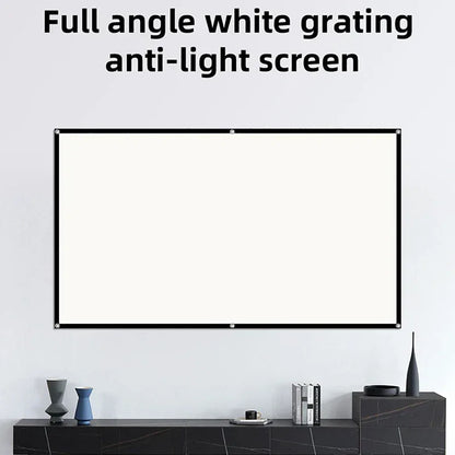 VEIDADZ Projector Screen White Grid Anti-Light 160°Viewing Angle 60 84 100 120 130inch Black Border Metal Hook Reflective Screen