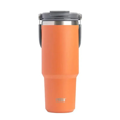 Tyeso Car Stainless Steel Insulated Cup 600/750/900ml Vacuum Thermal Cup with Straws and Handles Outdoor Portable Water Bottle