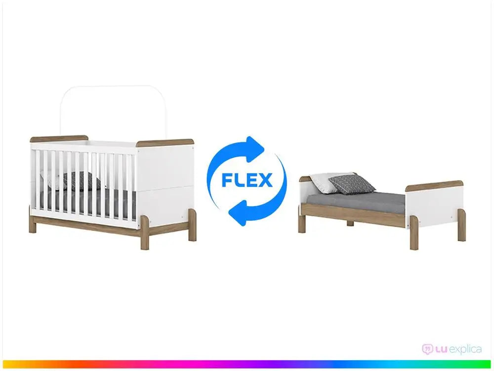 Full Baby Room with Cradle Dresser and Wardrobe Henn White Ternor and Jequitibá