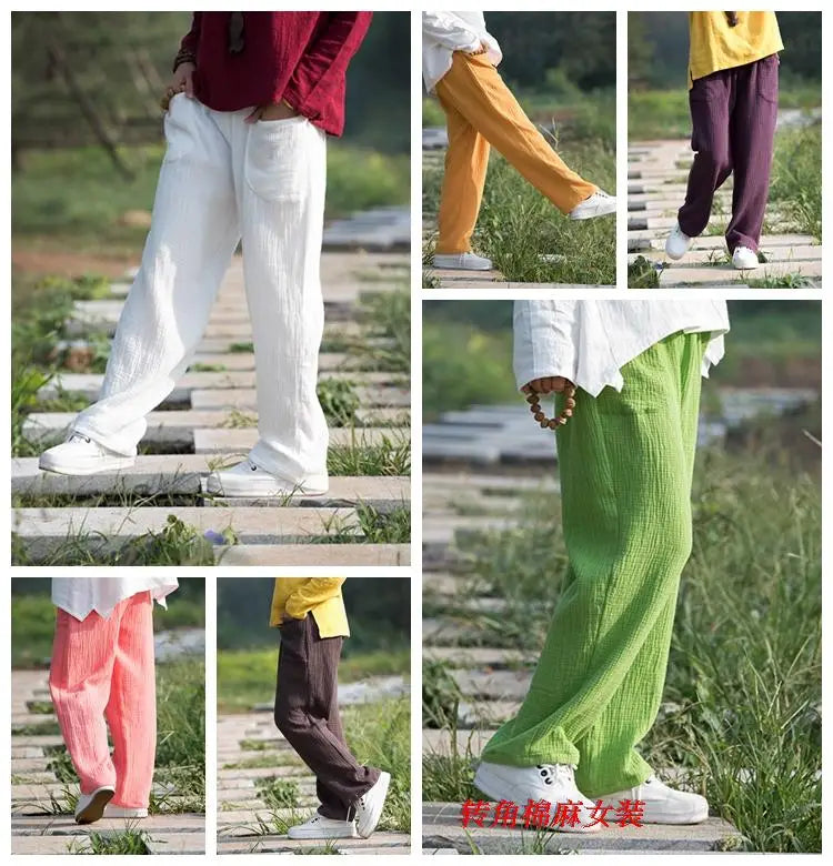 2024 Spring Women' Fashion comfortable cotton linen pants Plus size Women pleated Autumn pants with pockets 5XL 6XL pantalones