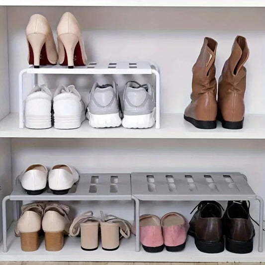 Non-adjustable plastic shoe rack, multi-layer storage organizer, space-saving sports shoes, slippers, family dormitory wardrobe,