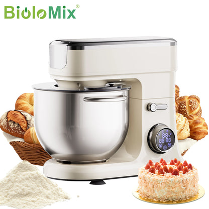 BioloMix 7L Food Mixers for Baking, 1200W DC Motor Stand Mixer, with Dough Hook, Whisk & Beater, Meat Grinder Attachment