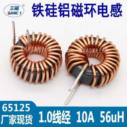 5Pcs Toroid core Inductors 65125 Winding Magnetic Inductance 22uH 33uH 470uH Inductor Iron Gauge Aluminum Magnetic Ring Coil