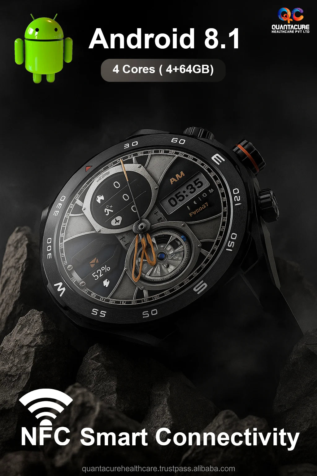2025 QC AX09 HW18 Female Android 4G GPS Smartwatch 4+64GB WiFi Rotating Camera Video Call Health NFC AI Voice Assistant