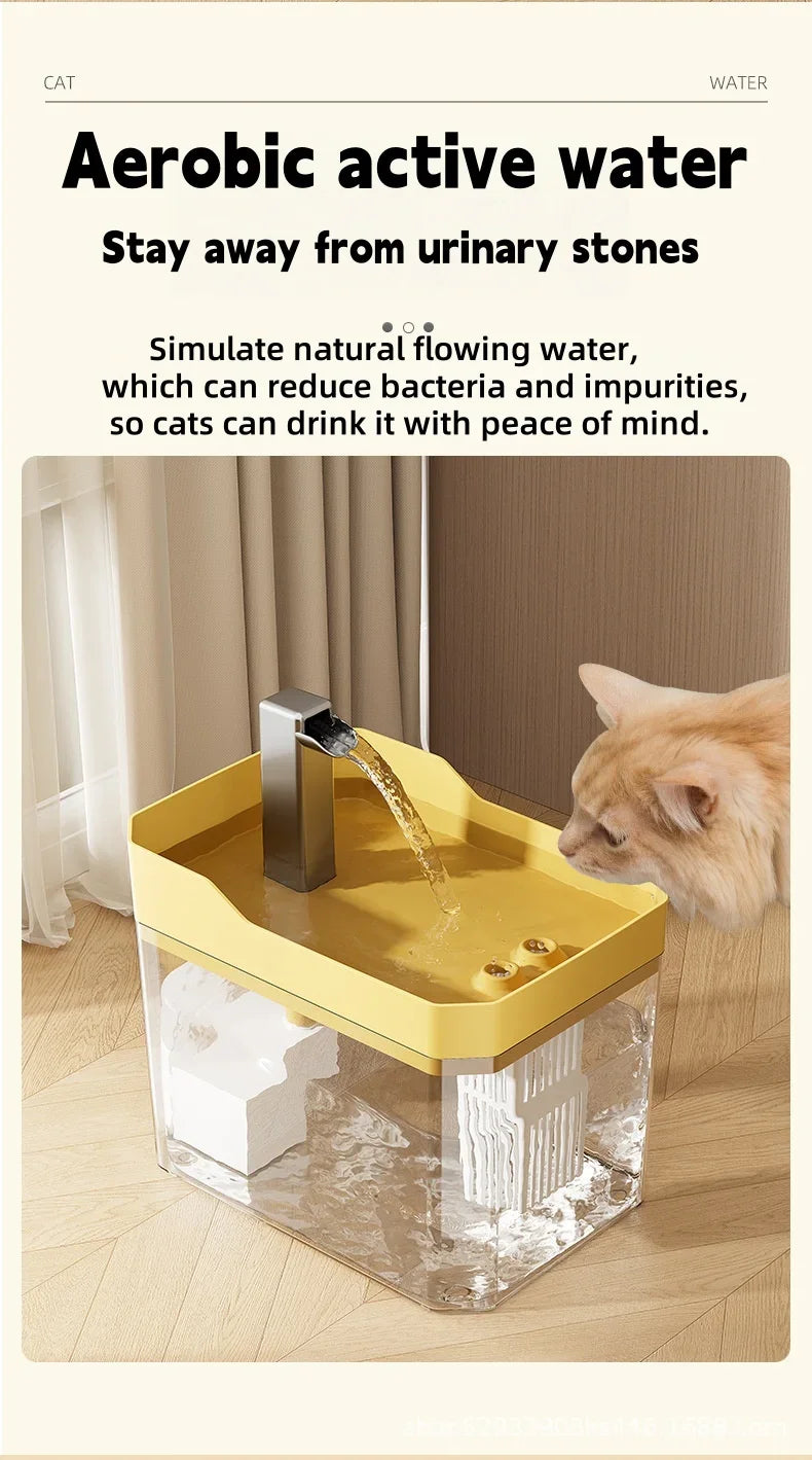 Cat Water Fountain Auto Filter USB Pet Drinking Dispenser Live Water Circulation Quiet Automatic Fountain for Cats and Small Pet